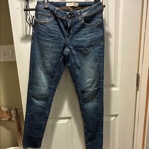 Zara Basic Z1975  Dark Blue 34” Length Denim Jeans New Without Tags